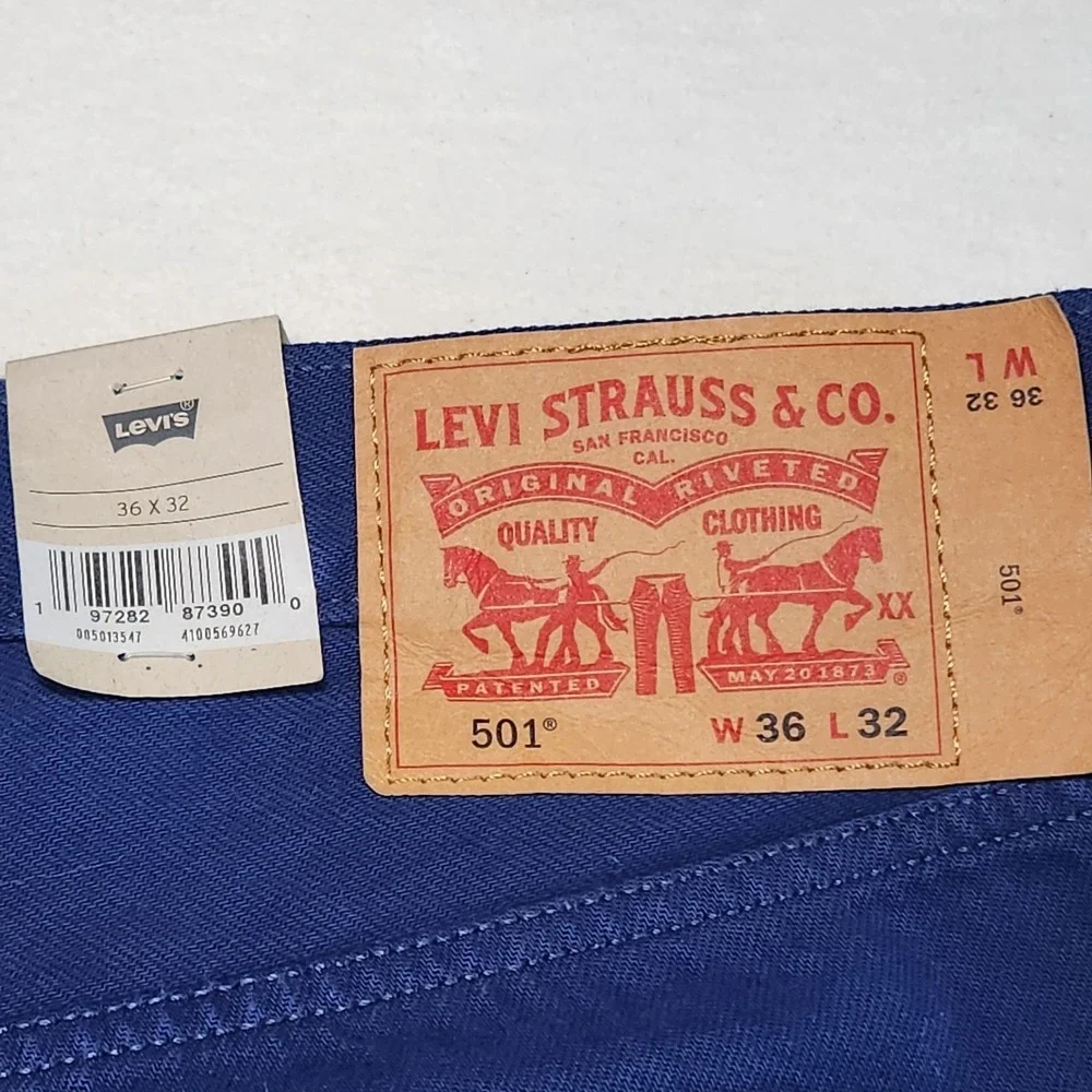 LEVI'S 501 Original Fit Straight Jeans Mens 36 x 32 Cobalt Blue Colorful NEW